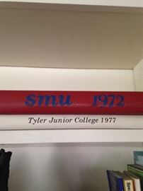1972 SMU yearbook and 1977 Tyler Jr. College yearbook