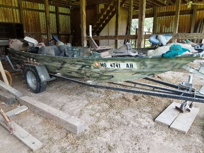 Jon boat with 15hp Johnson and trailer