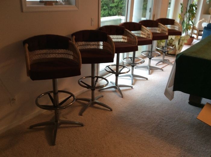 Wicker upholstered bar stools