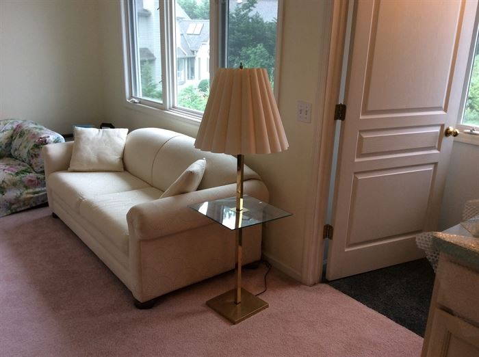 Brass and glass lamp table