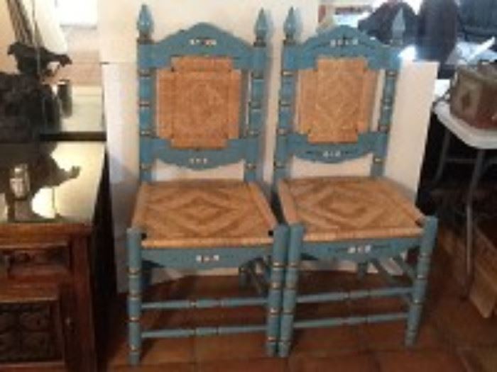 Painted Wood Abaca Rope Chairs