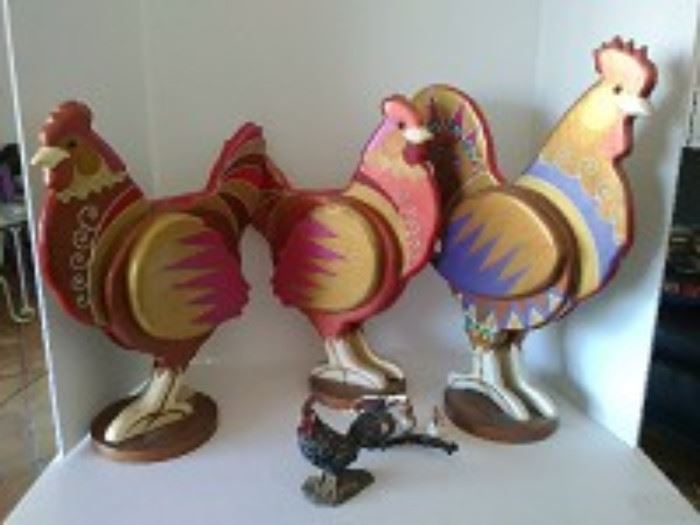 Wood Rooster Decor