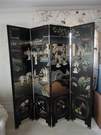 Chinese antique coromandel carved room divider