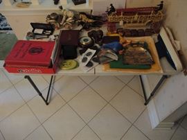 Vintage cast iron toys, tin toys, vintage metal sailboat, vintage horse drawn cast iron firetruck, Chicago's World Fair collectibles, Masonic items