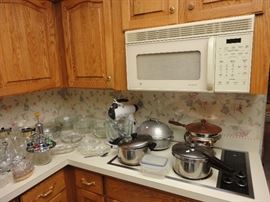 GE Profile Microwave, Mixer, Pots, Pans, Kitchenware