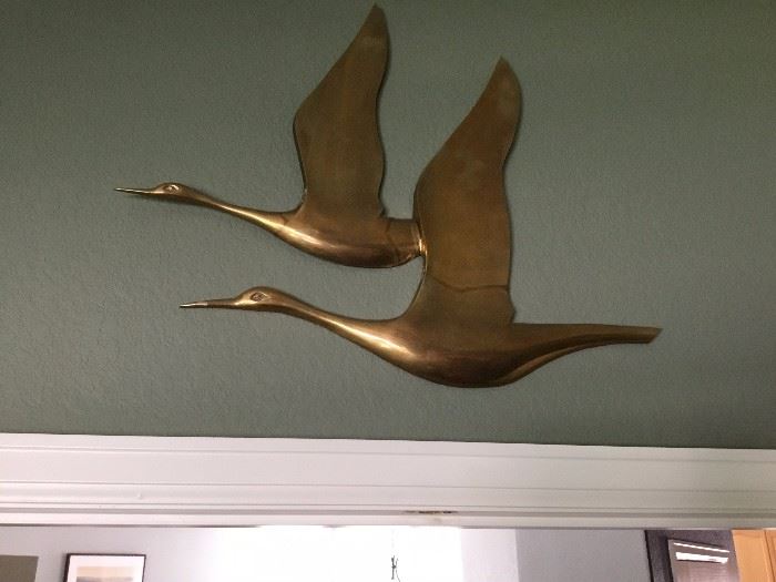 Brass geese wall hangings