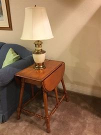 Drop leaf end table, lamp