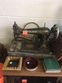 antique Singer sewing machine, ash trays
