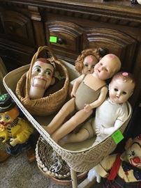 vintage dollsand doll bassinet