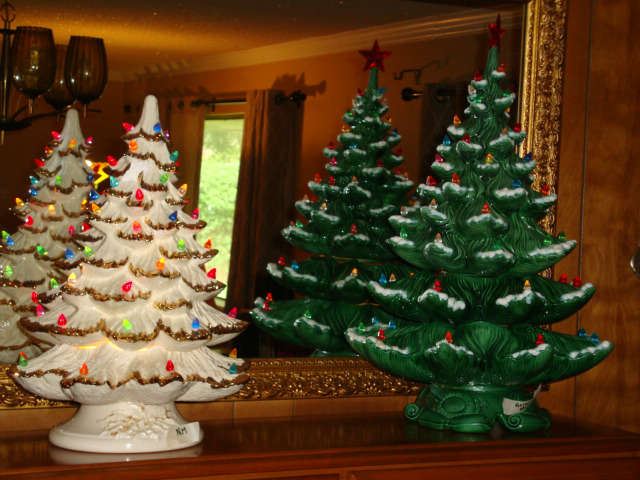 Wonderful Ceramic Trees - White one is musical.  All the lights are there, and are in great condition.