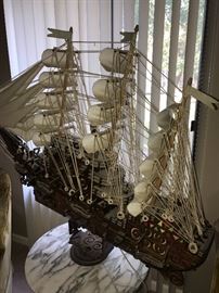 VINTAGE LIGHTED LARGE SHIP MODEL
