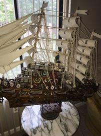 VINTAGE LIGHTED LARGE SHIP MODEL