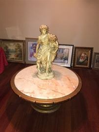 MARBLE TABLE WITH STATUE