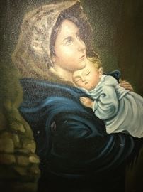 OIL ON CANVAS MARY AND CHRIST PAINTING