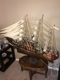 VINTAGE LIGHTED LARGE SHIP MODEL