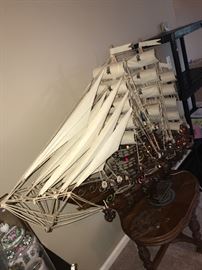 VINTAGE LIGHTED LARGE SHIP MODEL