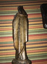 ANTIQUE WOODEN HAND-CARVED MARY AND JESUS