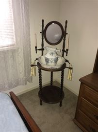 ANTIQUE WASH STAND WITH PITCHER AND BOWL