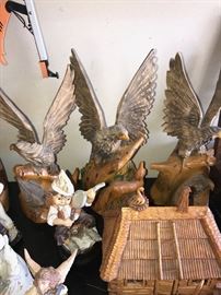 HAND-CARVED WOODEN HOUSES, EAGLES, NOVELTIES