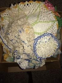 LARGE COLLECTION OF VINTAGE HANDMADE DOILIES