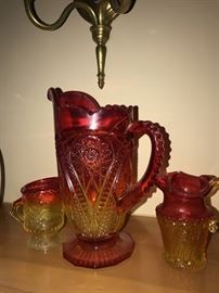 AMBERINA DEPRESSION GLASS PITCHERS