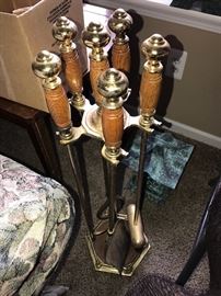 BRASS FIREPLACE TOOL SET