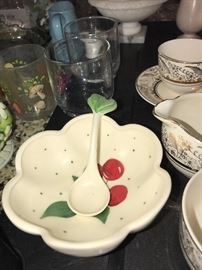 VINTAGE CHERRY BOWL WITH SPOON