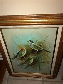 BIRDS OIL ON CAVAS FRAMED ART