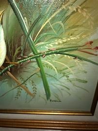 BIRDS OIL ON CAVAS FRAMED ART