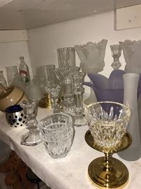 TONS OF BRAND NEW VINTAGE COLLECTIBLE PARTYLITE CANDLE HOLDERS, CANDLES, CRYSTAL JARS, VASES , SILK FLOWERS AND MORE