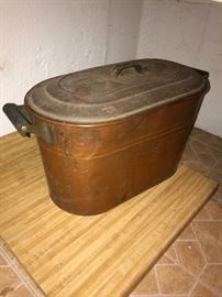 ANTIQUE COPPER BOILER WITH LID
