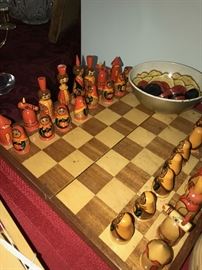 NESTING DOLL HAND-PAINTED CHESS SET