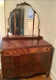 1920's Waterfall dresser w Mirror - Art Deco.
