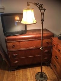 1920's - Art Deco Ornate bridge and base, brass floor lamp.  