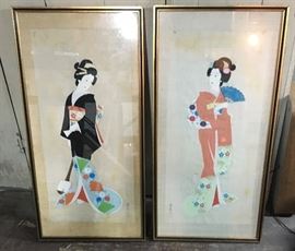 Wood block geisha prints, large. 