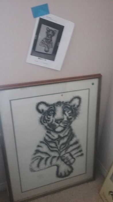 Rabindra Print Sudhir Tiger in Frame
