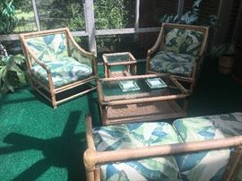 mid century rattan patio set 