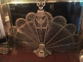 peacock brass screen    deco regency revival 