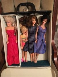 1960's Barbie dolls and case 