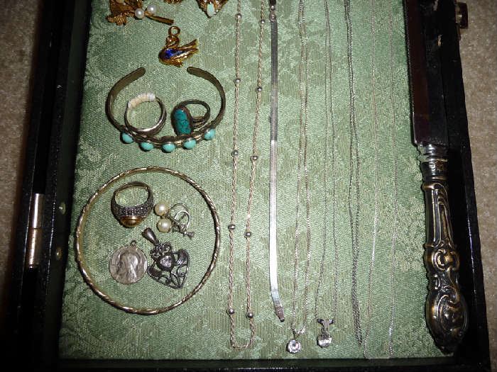 STERLING CHAINS, BRACELET, RING, CHARMS