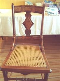 OAK ORNAMENTAL CHAIR W/ WICKER SEAT