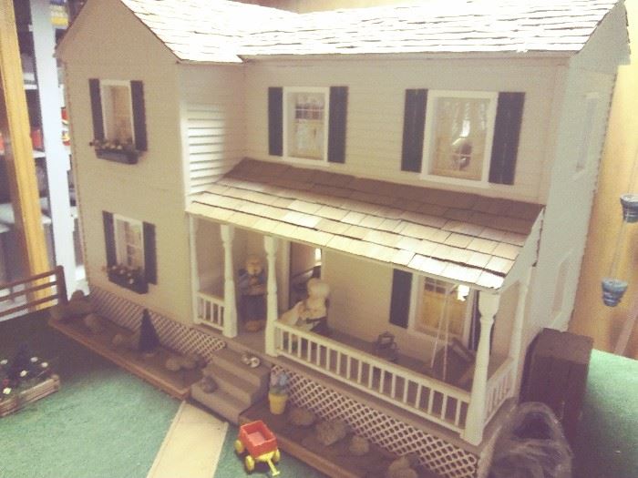 HUGE - HAND ASSEMBLED DOLL HOUSE WITH LIGHTING AND FURNISHINGS