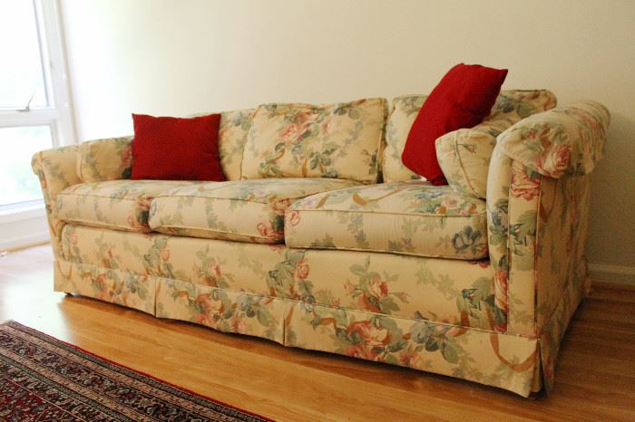 Lot 5 Ethan Allen upholstered sofa (floral pattern) http://www.ctonlineauctions.com/detail.asp?id=602686