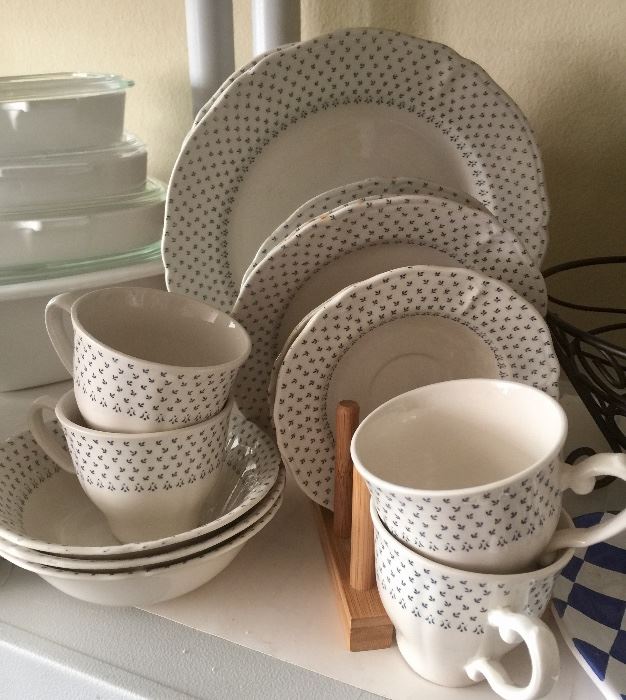 Calico print dishes