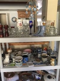 Barware, shot glasses, mugs, cocktail glasses, beer steins, ashtrays, stir sticks, coasters