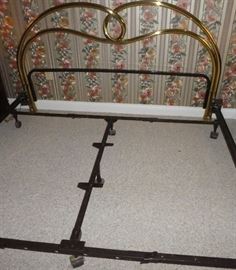 King size brass headboard with frame 