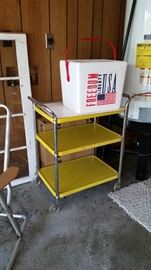 Yellow metal kitchen cart