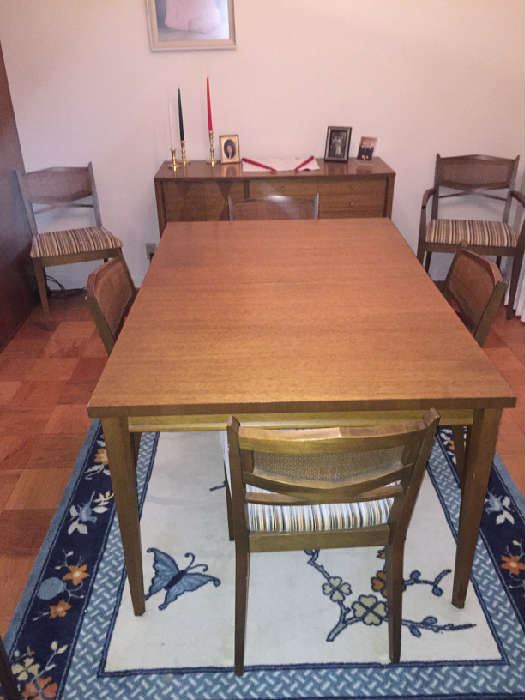 Dining Room Set - Table, 6-chairs (one "head-of-table" chair), buffet.