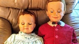 These sleeping dolls are the size of a toddler and are in excellent condition