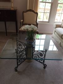 Glass and wrought iron coffee table Buy it Now $120 with 2 matching side tables at $80 each Buy It NOW